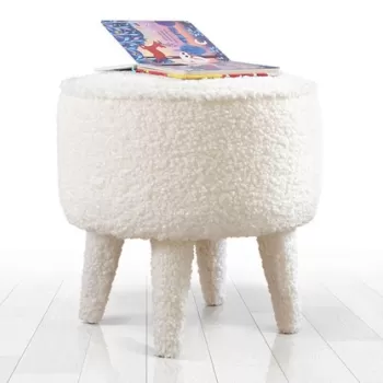 Fotoliu puf, Fluffe, 209FLF1323, Blana artificiala, Alb imagine