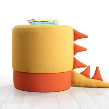 Fotoliu puf, Fluffe, 209FLF1330, 50% Bumbac / 50% Catifea, Galben imagine