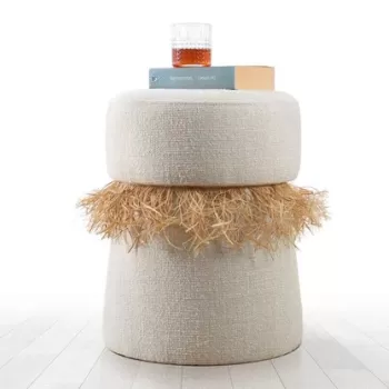 Fotoliu puf, Fluffe, 209FLF1341, 50% Bumbac / 50% Catifea, Crem imagine