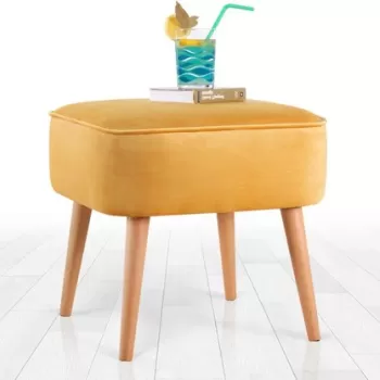 Fotoliu puf, Fluffe, 209FLF1348, Catifea, Galben imagine