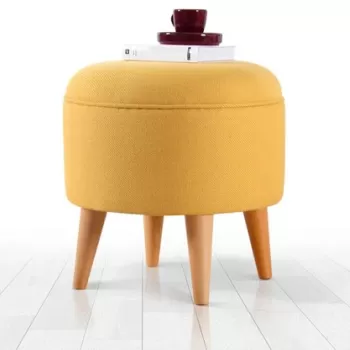 Fotoliu puf, Fluffe, 209FLF1350, 50% Bumbac / 50% Catifea, Galben imagine