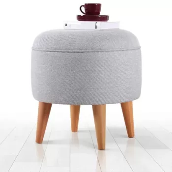 Fotoliu puf, Fluffe, 209FLF1351, 50% Bumbac / 50% Catifea, Gri imagine