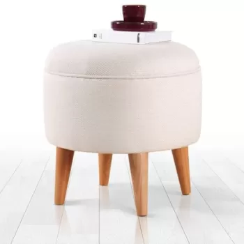 Fotoliu puf, Fluffe, 209FLF1352, 50% Bumbac / 50% Catifea, Crem imagine