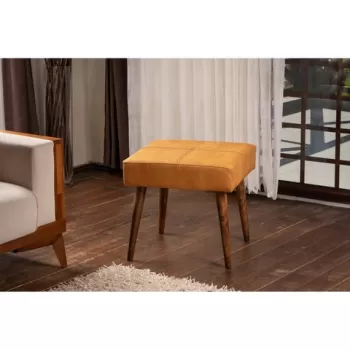 Fotoliu puf, Grace, 591GRC1116, Lemn de fag, Galben mustar imagine