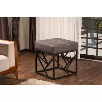 Fotoliu puf, Grace, 591GRC1123, Metal, Antracit imagine