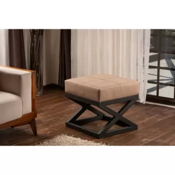 Fotoliu puf, Grace, 591GRC1130, Metal, Bej imagine