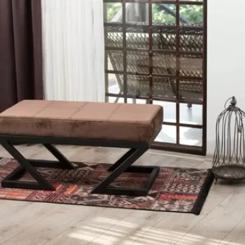 Fotoliu puf, Grace, 591GRC1131, Metal, Maro imagine