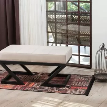 Fotoliu puf, Grace, 591GRC1132, Metal, Bej imagine