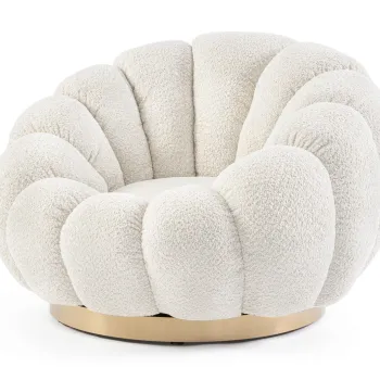 Fotoliu rotativ Florel, Bizzotto, 86 x 62 x 72 cm, placaj/poliester Boucle, natural imagine