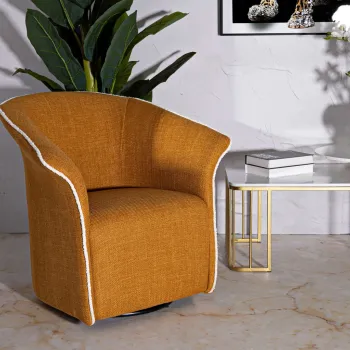 Fotoliu rotativ Senape Siena Swivel, Mauro Ferretti, 83.5x66x80 cm, fier/poliester, galben mustar imagine