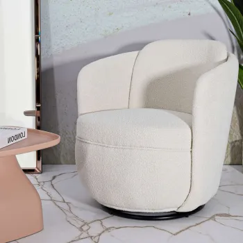 Fotoliu rotativ Torino Cream Swivel, Mauro Ferretti, 70x72x75 cm, fier/poliester, crem imagine