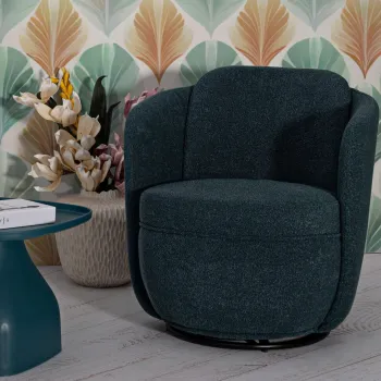 Fotoliu rotativ Torino Ottanio Swivel , Mauro Ferretti, 70x72x75 cm, fier/poliester, teal/turcoaz imagine