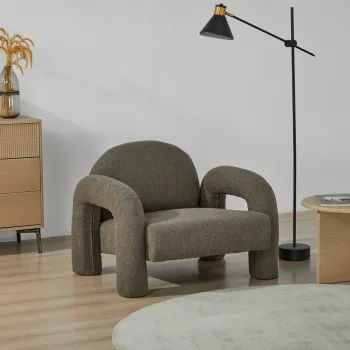 Fotoliu Sedia, Homla, 95x88x70 cm, MDF/metal/tesatura teddy boucle, maro imagine