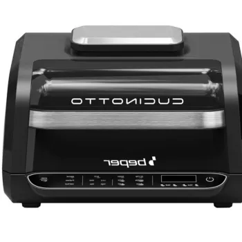 Friteuza cu aer fierbinte si gratar multifunctional Beper, 1500 W - 1700 W, 40x40x25 cm, inox/plastic, negru imagine