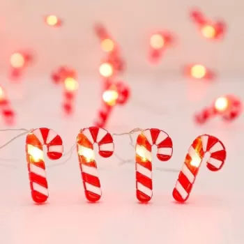 Ghirlanda decorativa Candy Cane, Lumineo, 20 LED-uri, lumina calda, 190 cm, rosu/alb imagine