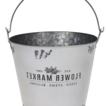 Ghiveci Bucket Shape, 23.3x19x16.8 cm, zinc, alb imagine