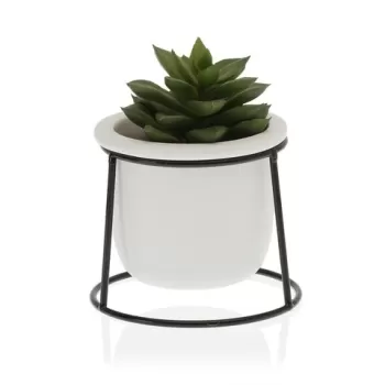 Ghiveci cu suport Huber, Versa, 10.5 x 11.5 cm, ceramica/metal, alb imagine