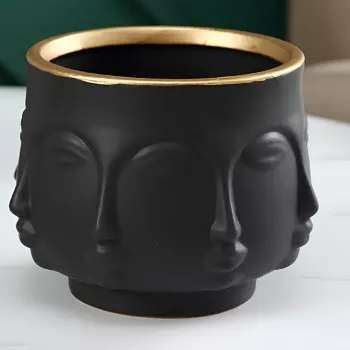 Ghiveci, CY0391, 20x12x20 cm, Poliester, Negru imagine