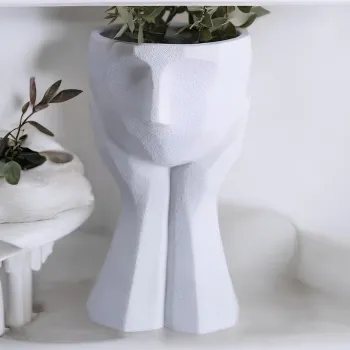 Ghiveci, CY0458, 11x20x11 cm, Poliester, Alb imagine