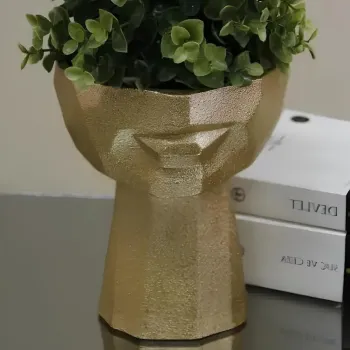 Ghiveci, CY0461, 15x18x15 cm, Poliester, Auriu imagine