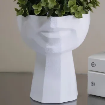 Ghiveci, CY0463, 15x18x15 cm, Poliester, Alb imagine