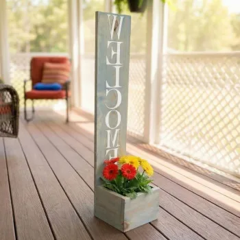 Ghiveci decorativ de gradina, Huhu656, 22x100x18 cm, Gri plutitor imagine