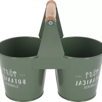 Ghiveci dublu Botanical, 23.5x11.5x10.8 cm, metal, verde imagine