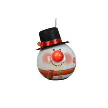 Glob cu LED Snowman Hat, Decoris, 8.5x7.5x8.2 cm, spuma, cu baterii, multicolor imagine