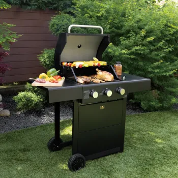 Gratar cu gaz Berlinger Haus, Outdoor, 50x41.5 cm, 2.2 KW x 3, negru imagine