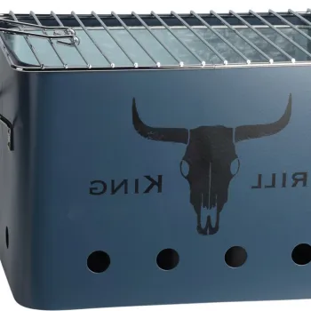 Gratar dreptunghiular Grill King, 32 x 20 x 20 cm, metal, albastru mat imagine