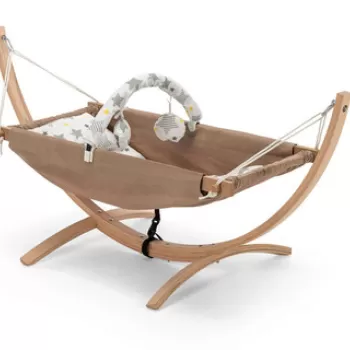 Hamac pentru bebelusi, Baby Hammock, 147x66x62 cm, Lemn, Maro imagine