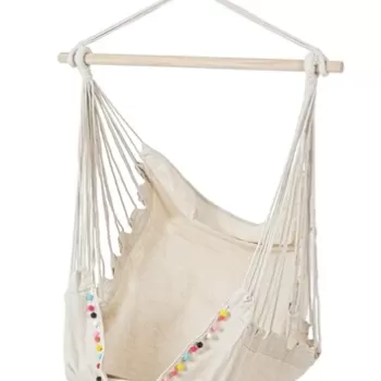 Hamac tip scaun Pon-Pon, Bizzotto, 100x135 cm, lemn masiv/policoton, bej imagine