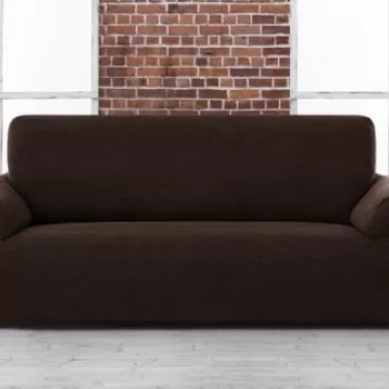 Husa canapea elastica bi-stretch, Belmarti, Viena, 2 locuri, jacquard, maro imagine