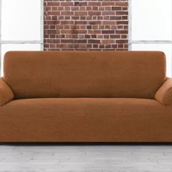 Husa canapea elastica bi-stretch, Belmarti, Viena, 2 locuri, jacquard, portocaliu imagine