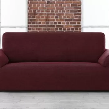 Husa canapea elastica bi-stretch, Belmarti, Viena, 2 locuri, jacquard, rosu imagine