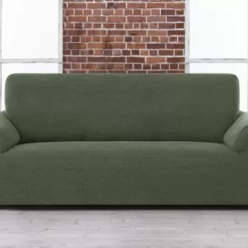 Husa canapea elastica bi-stretch, Belmarti, Viena, 2 locuri, jacquard, verde imagine