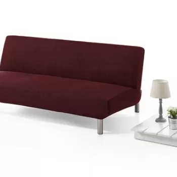 Husa canapea elastica bi-stretch, Belmarti, Viena, click-clack, 2 locuri, jacquard, rosu imagine