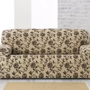 Husa canapea elastica-stretch, 2 locuri, Belmarti, Acapulco, jacquard premium, bej imagine