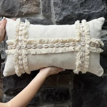 Husa de perna, Den001, 30x50 cm, 75% BUMBAC/25% SCOICI DE MARE, Bej imagine