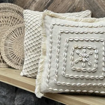 Husa de perna, Den002, 43x43 cm, 30% BUMBAC/70% SCOICI DE MARE, Bej imagine