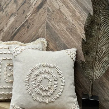 Husa de perna, Den004, 43x43 cm, 30% BUMBAC/70% SCOICI DE MARE, Bej imagine