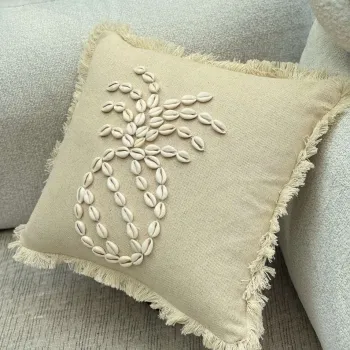 Husa de perna, DEN005, 43x43 cm, 50% BUMBAC/50% SCOICI DE MARE, Bej imagine