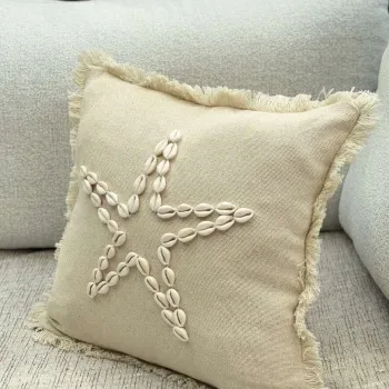 Husa de perna, DEN006, 43x43 cm, 50% BUMBAC/50% SCOICI DE MARE, Bej imagine