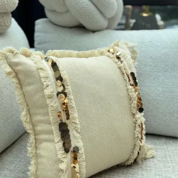 Husa de perna, KET008, 43x43 cm, Amestec bumbac, Bej imagine