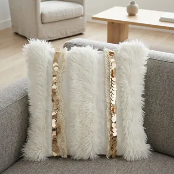 Husa de perna, Morocco 43, 43x43 cm, 65% POLIESTER RECICLAT/35% IN, Crem / Aur imagine
