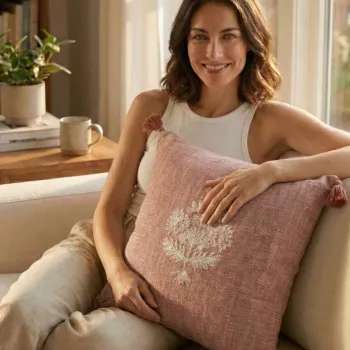 Husa de perna, Nysa, 45x45 cm, BUMBAC PREMIUM, Argila rosie imagine