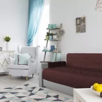 Husa matlasata cu doua fete Alcam pentru canapea 3 locuri Chocolate/Vanila imagine