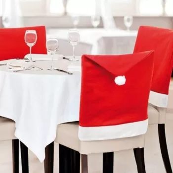 Husa spatar scaun Xmas hat, 48x60 cm, poliester, rosu imagine