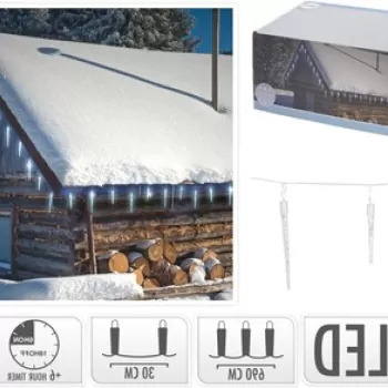 Instalatie de Craciun pentru exterior Icicle, 72 LED-uri, 690 cm, sintetic, lumina rece imagine