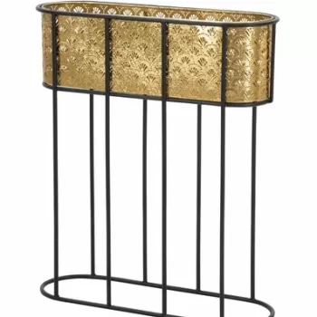 Jardiniera Oval, Mauro Ferretti, 60x20x70 cm, fier, auriu/negru imagine